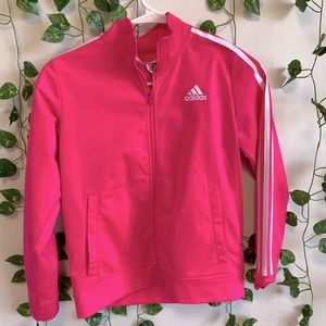 Pink Adidas three striped jacket no stain